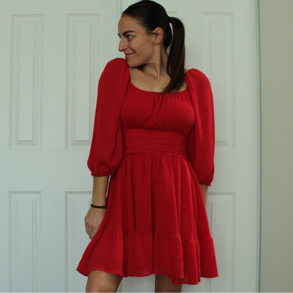 Small Red Flowy Dress - Picture 3 of 4